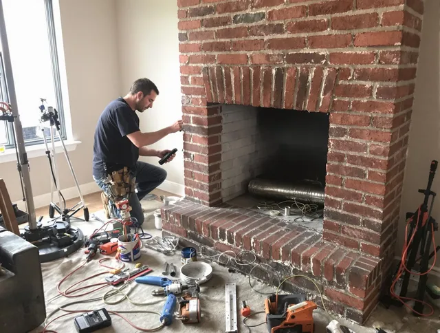 Wadsworth Chimney Sweep specialist finalizing chimney liner service in Wadsworth, OH