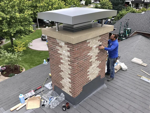 Wadsworth Chimney Sweep team working on a custom chimney remodel in Wadsworth, OH