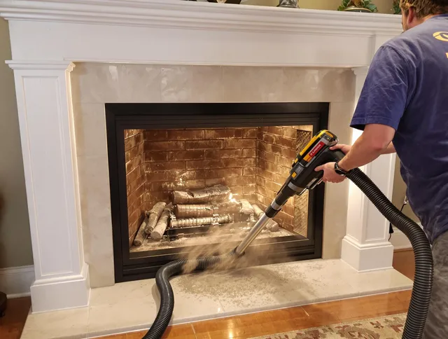 Fireplace cleaning performed by Wadsworth Chimney Sweep in Wadsworth, OH